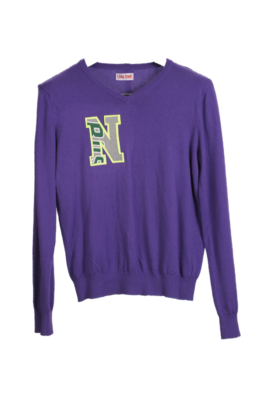 Letter Sweater "N" purple & neon green