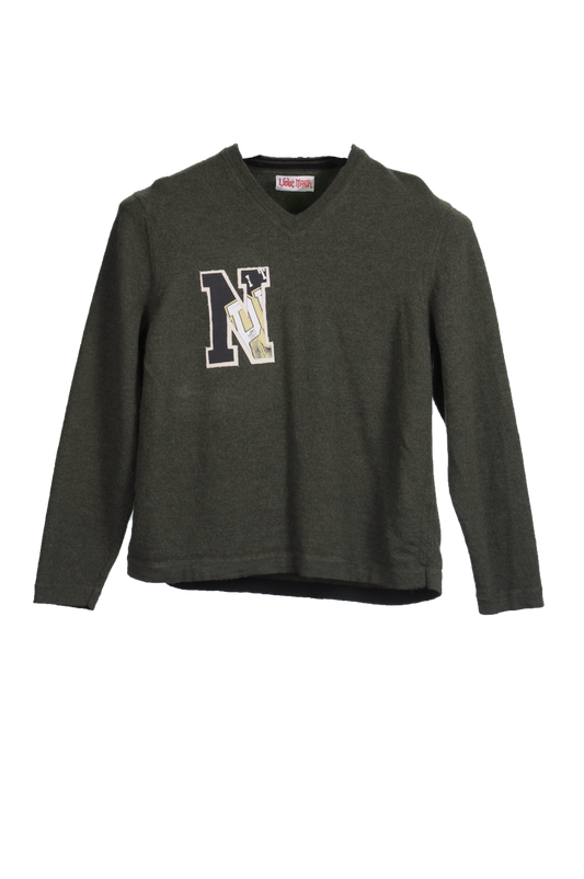 Letter Sweater "N" dark green and black