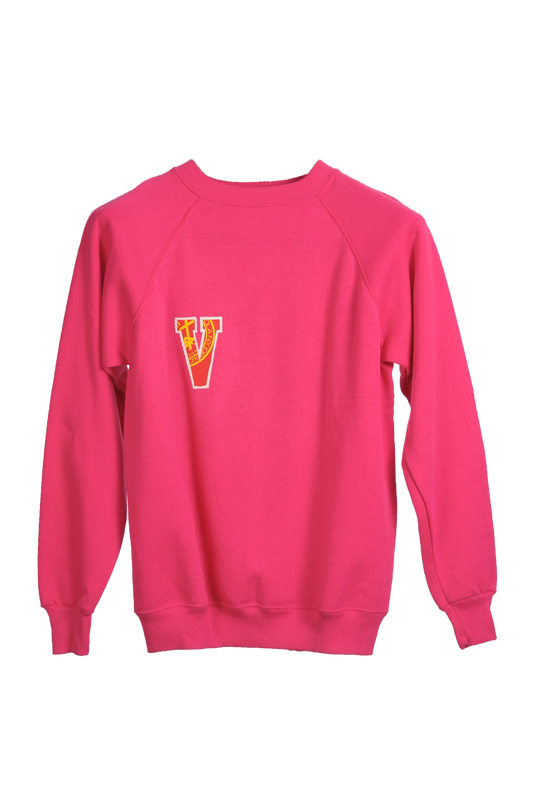 Letter Sweater "V" hot pink & red