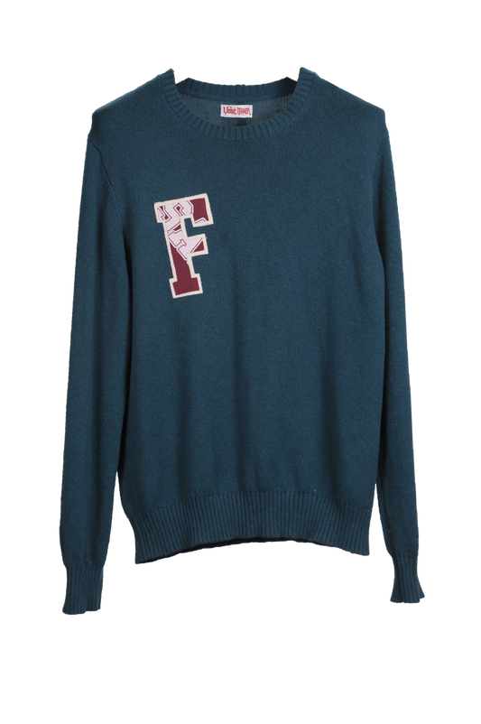 Letter Sweater "F" dark cyan and maroon