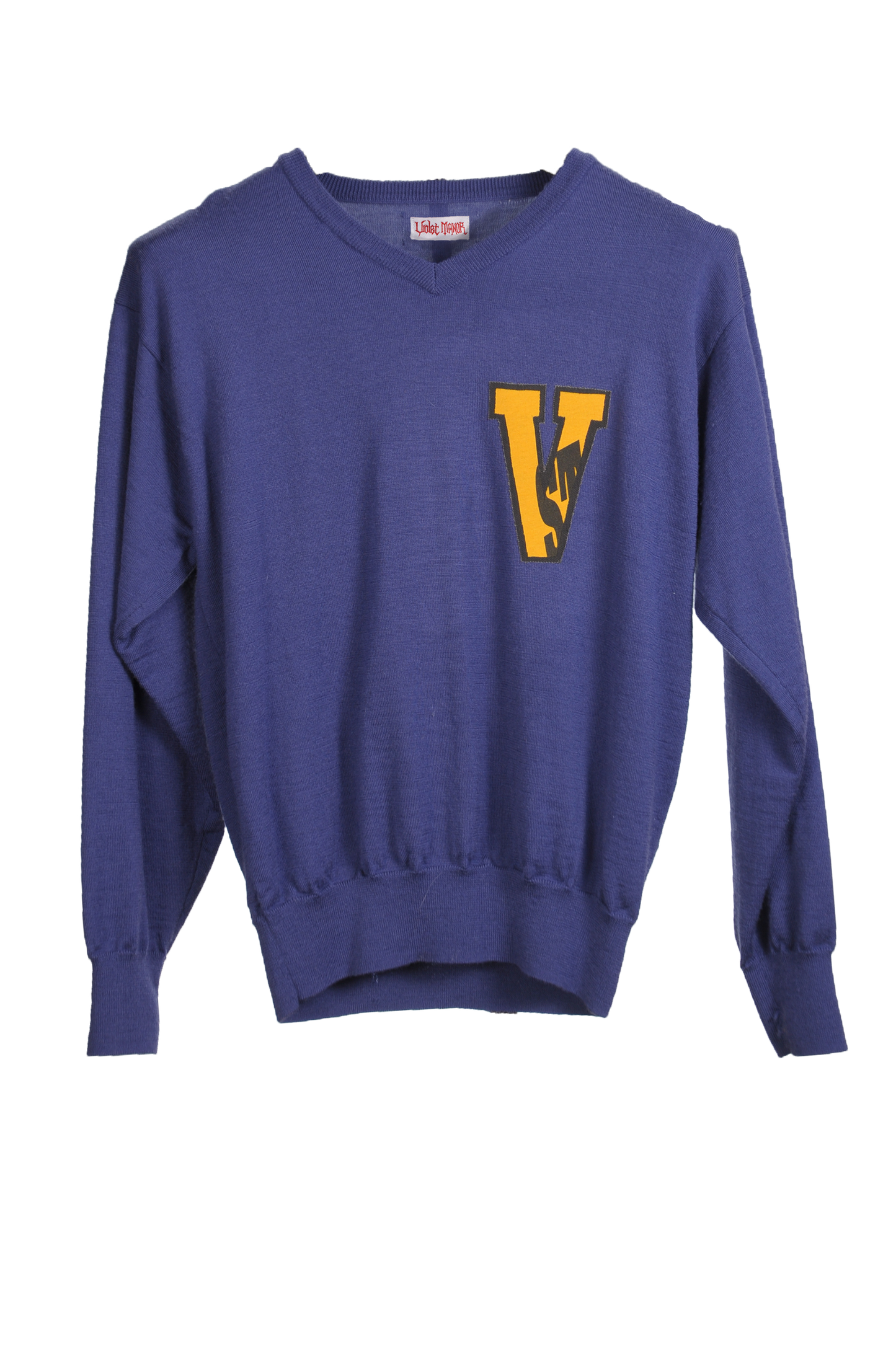 Letter Sweater "V" dark purple and gold