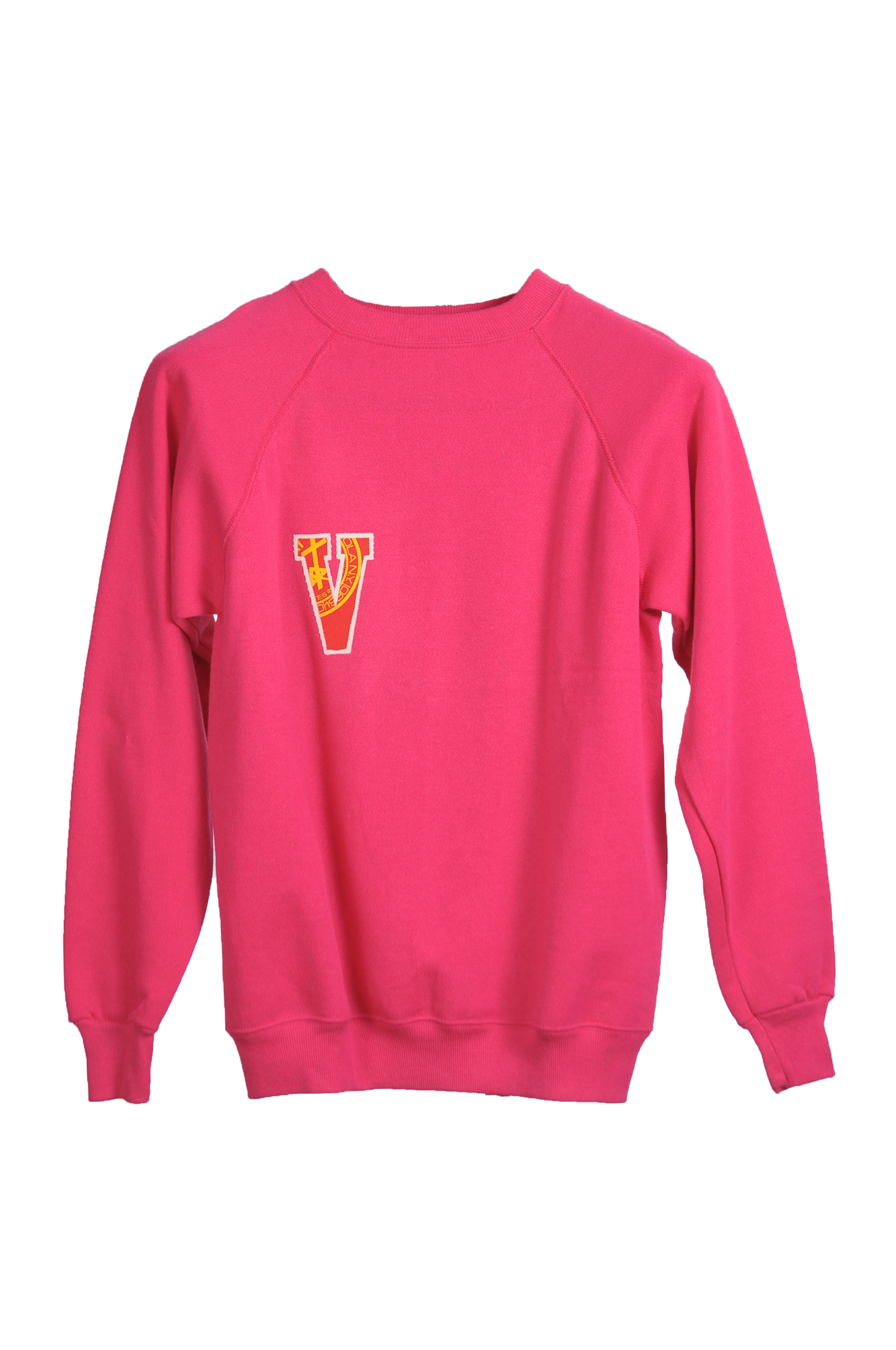 Letter Sweater "V" hot pink & red